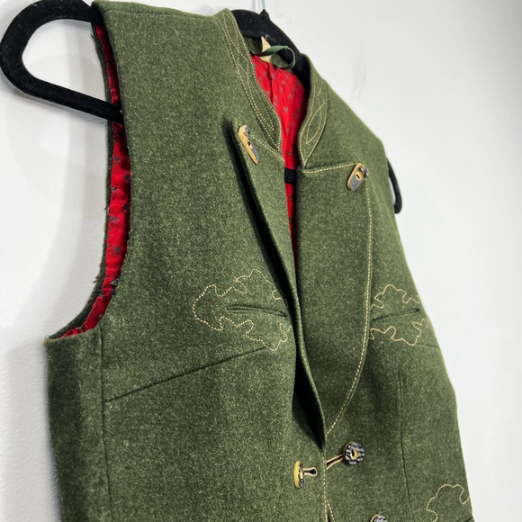 Vtg 80s 90s pure wool laden green tyrol alpinecore fitted waistcoat vest EU 36 - Picture 7 of 17
